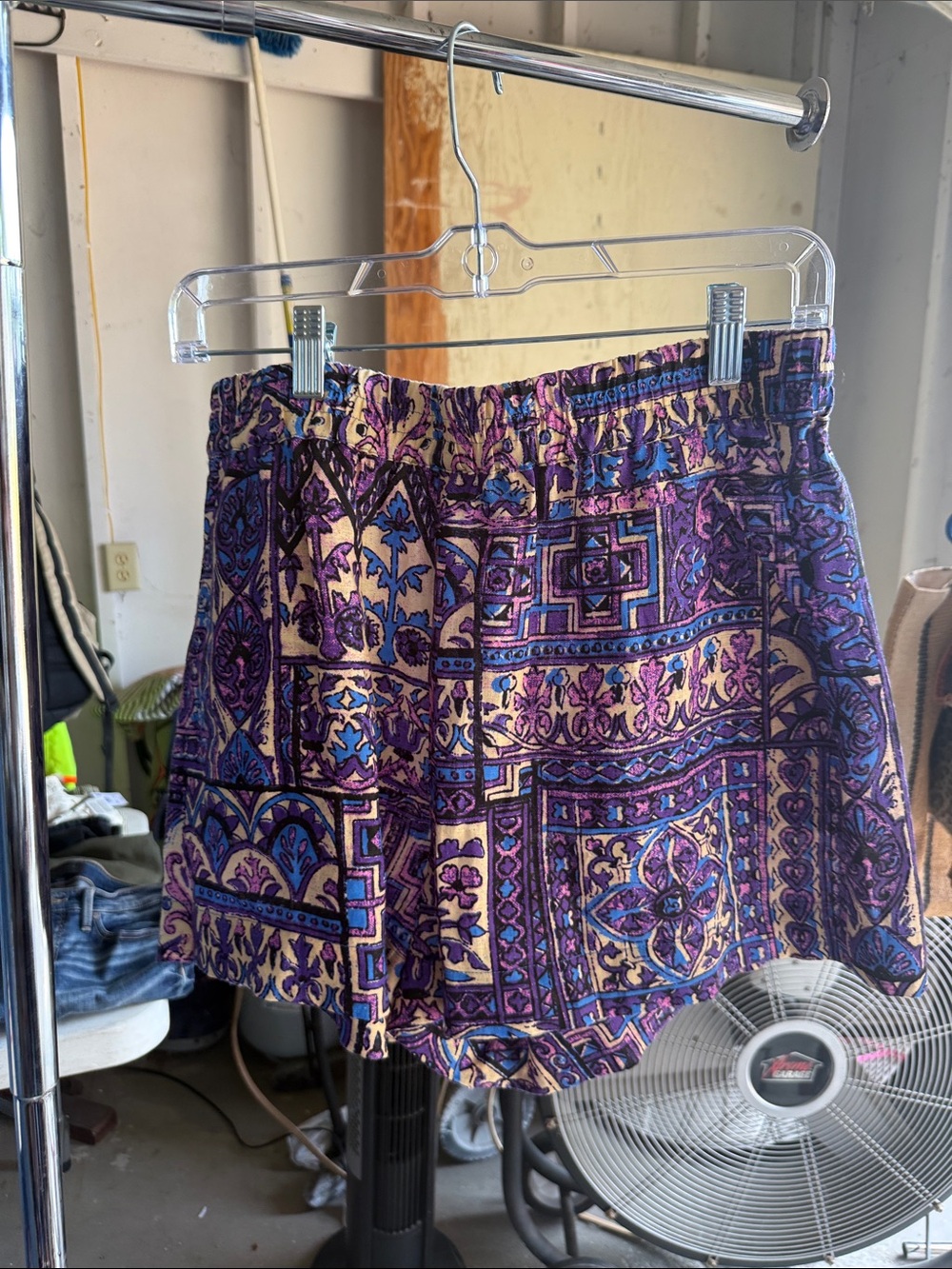 Marie Oliver Purple and Cream Patterned Women’s Elastic Waist Skort